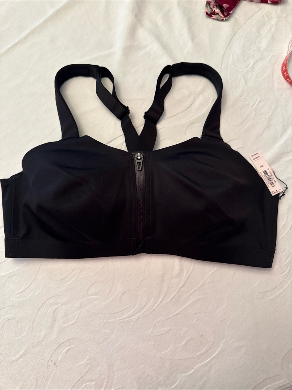 High Support Front Zip Sports Bra - Black 38C nwt